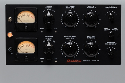 Fairchild Model 670 front panel — dual VU meters and time constant controls
